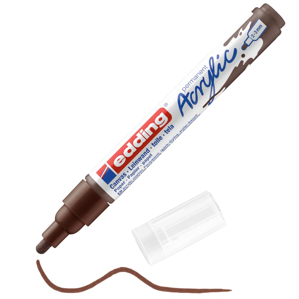edding 5100 Acrylic Paint Marker - Chocolate Brown | Waterproof | Round Nib 2-3mm | Permanent 1