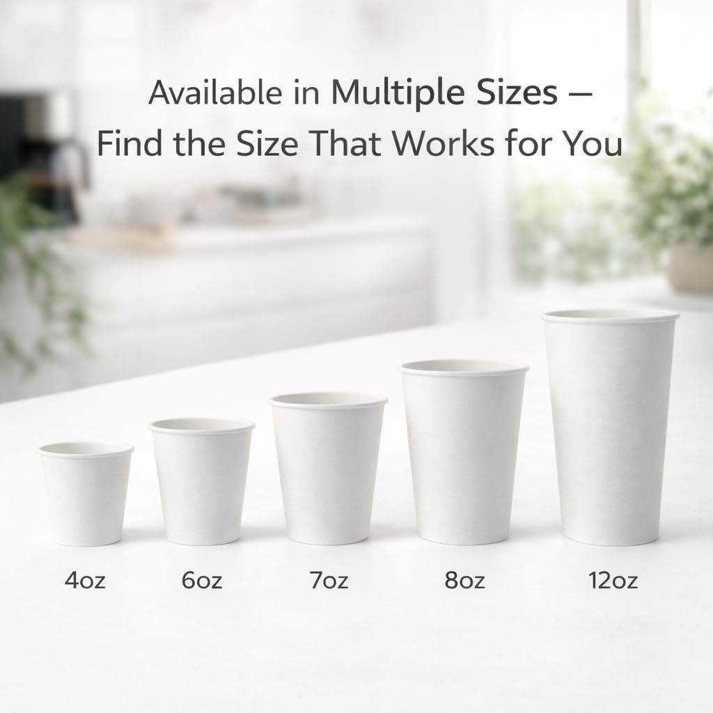 1ABOVE 50 Pack 12 oz White Disposable Paper Coffee Cups | Hot & Cold Drinks | Recyclable 8