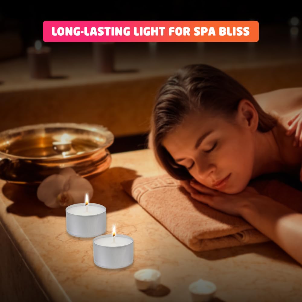 1ABOVE Unscented Tea Light Candles - 8 Hour Burn Time | Pack of 10 | White Wax 5