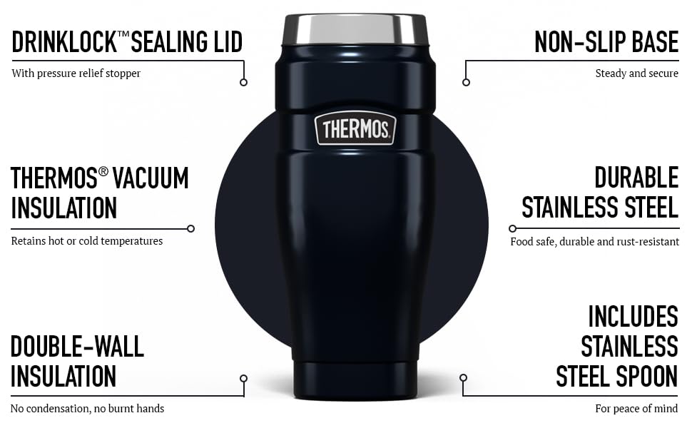 Thermos Stainless King Travel Tumbler - 7 Hours Hot/18 Hours Cold | 470 ml | Midnight Blue 4