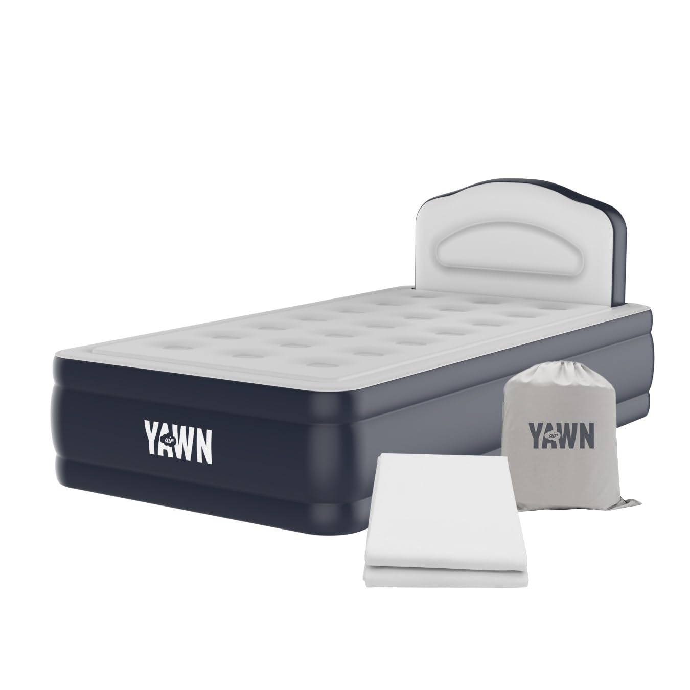 YAWN AIR Deluxe Self-Inflating Airbed - Single Size | Built-in Pump & Headboard | Includes Fitted Sheet 1