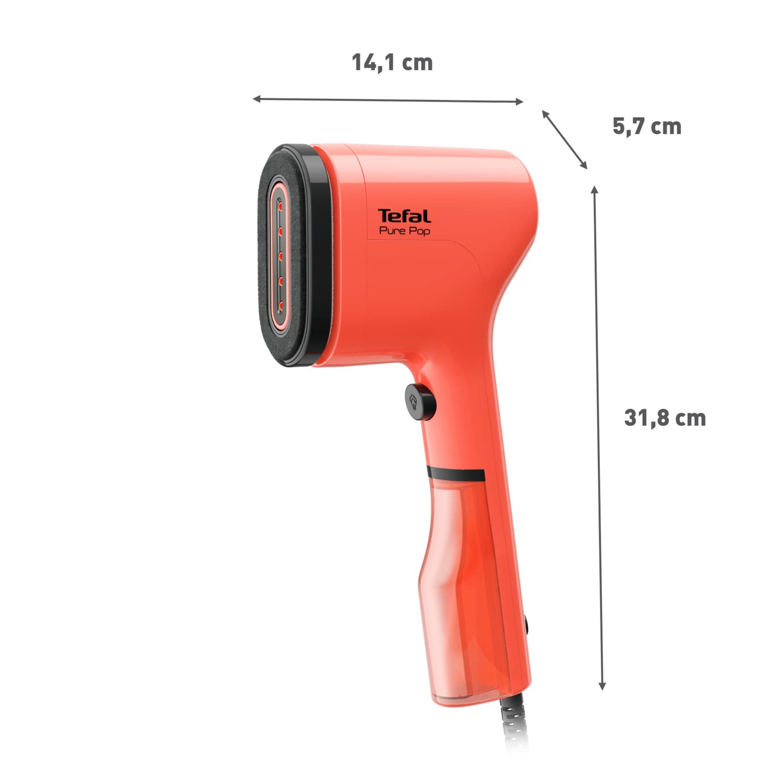 Tefal Pure Pop Slim Handheld Clothes Steamer - 15s Heat-Up | 20g/min Steam | 70ml Tank | Coral 7