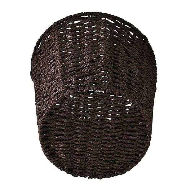 Zuvo Handwoven Wicker Waste Paper Bin - Brown, 25 cm Diameter | Paper Material 7