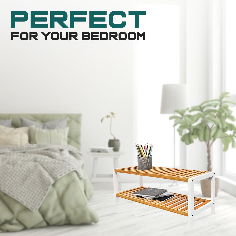 1ABOVE Bamboo Shoe Rack - 2 Tier Slim Storage | 67cm Wide | 15kg Max Load per Shelf 9
