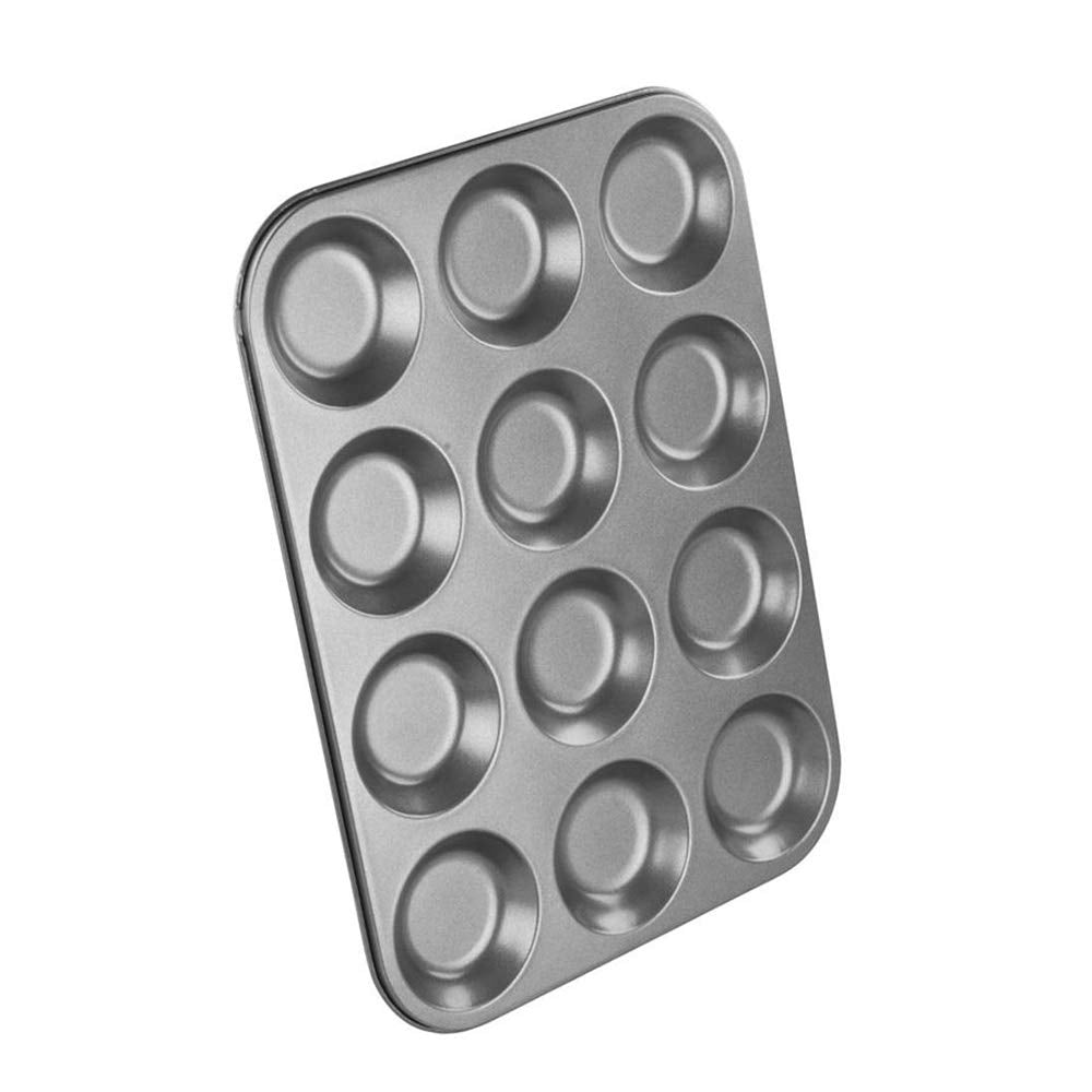 Chef Aid Non-stick 12 Cup Shallow Bun Tin | Carbon Steel | Grey 1