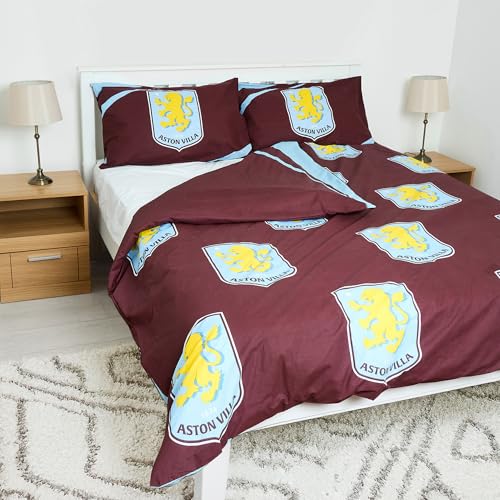 The Gift Scholars Aston Villa FC Double Duvet Cover Set - Reversible Polycotton | 200x200 cm