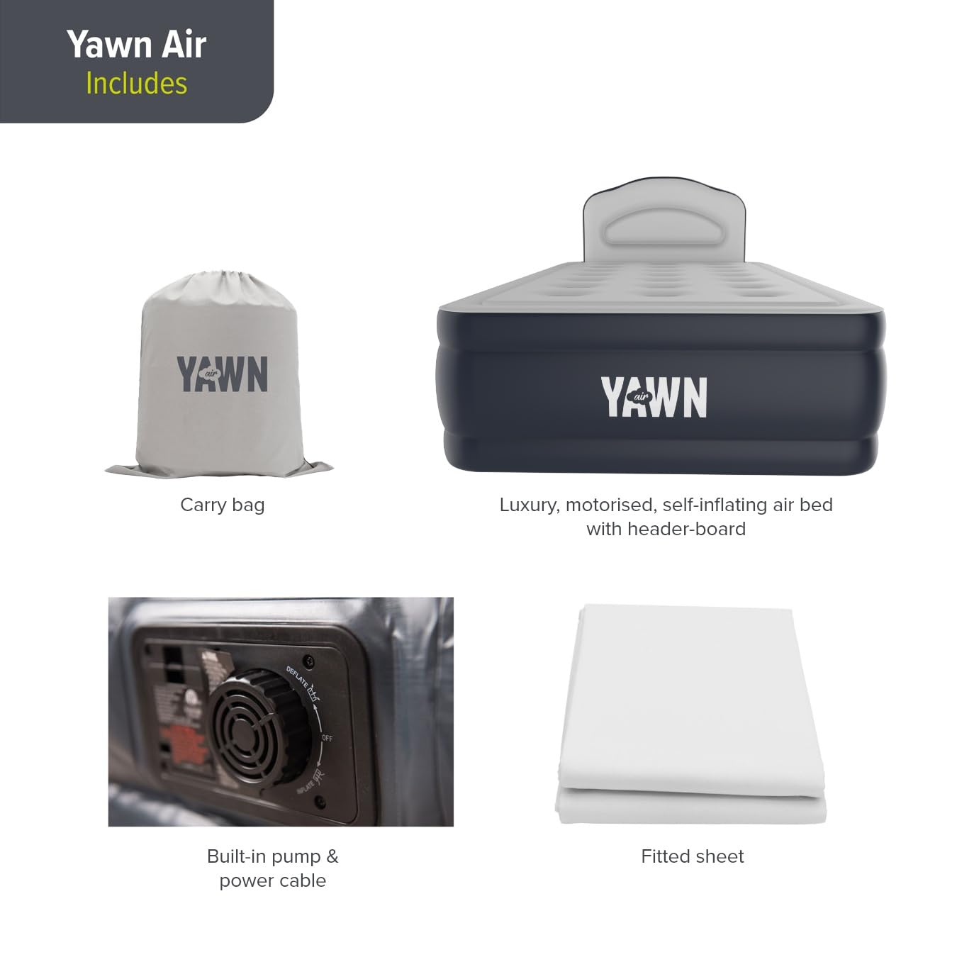 YAWN AIR Deluxe Self-Inflating Airbed - Single Size | Built-in Pump & Headboard | Includes Fitted Sheet 5