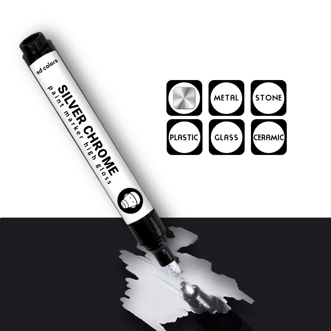 SD COLORS Paint Marker - Silver Chrome Finish | 3mm Tip | High Gloss | UV Resistant