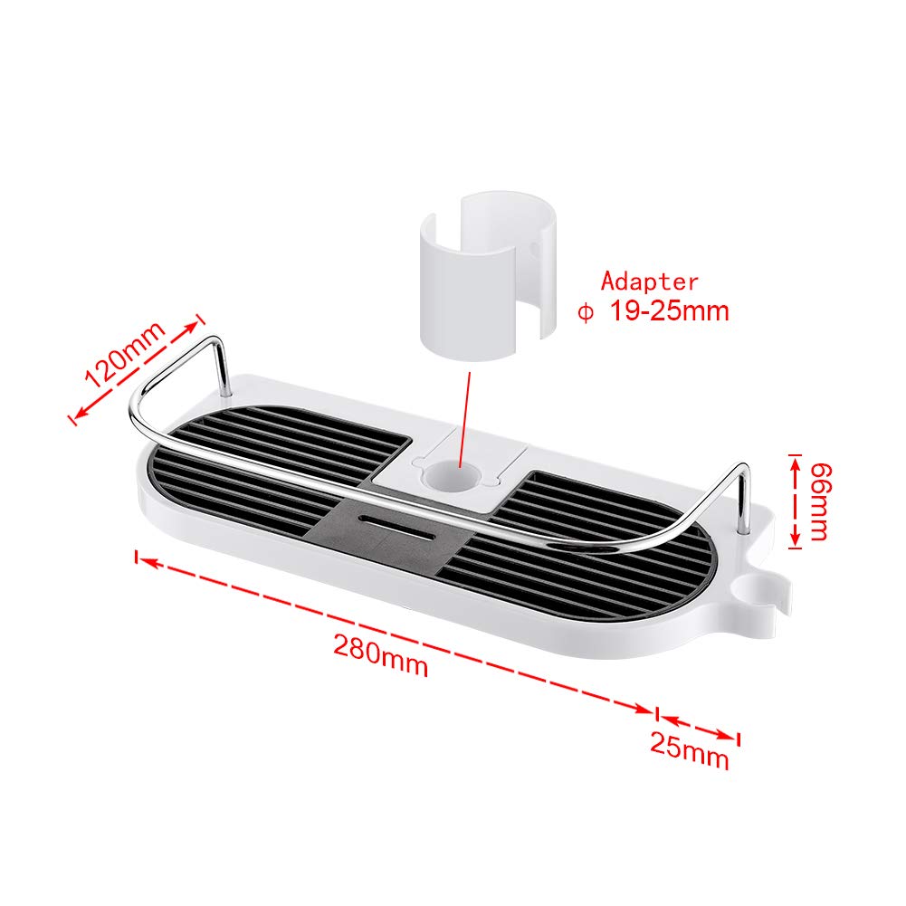 Ibergrif M34032 Shower Organiser - No Drilling, Adjustable Height | Fits 19-25mm Rail | Max Load 8kg 2