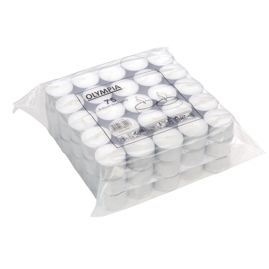 Olympia White Tealight Candles - 8 Hour Burn Time | Pack of 75 | GF449 6