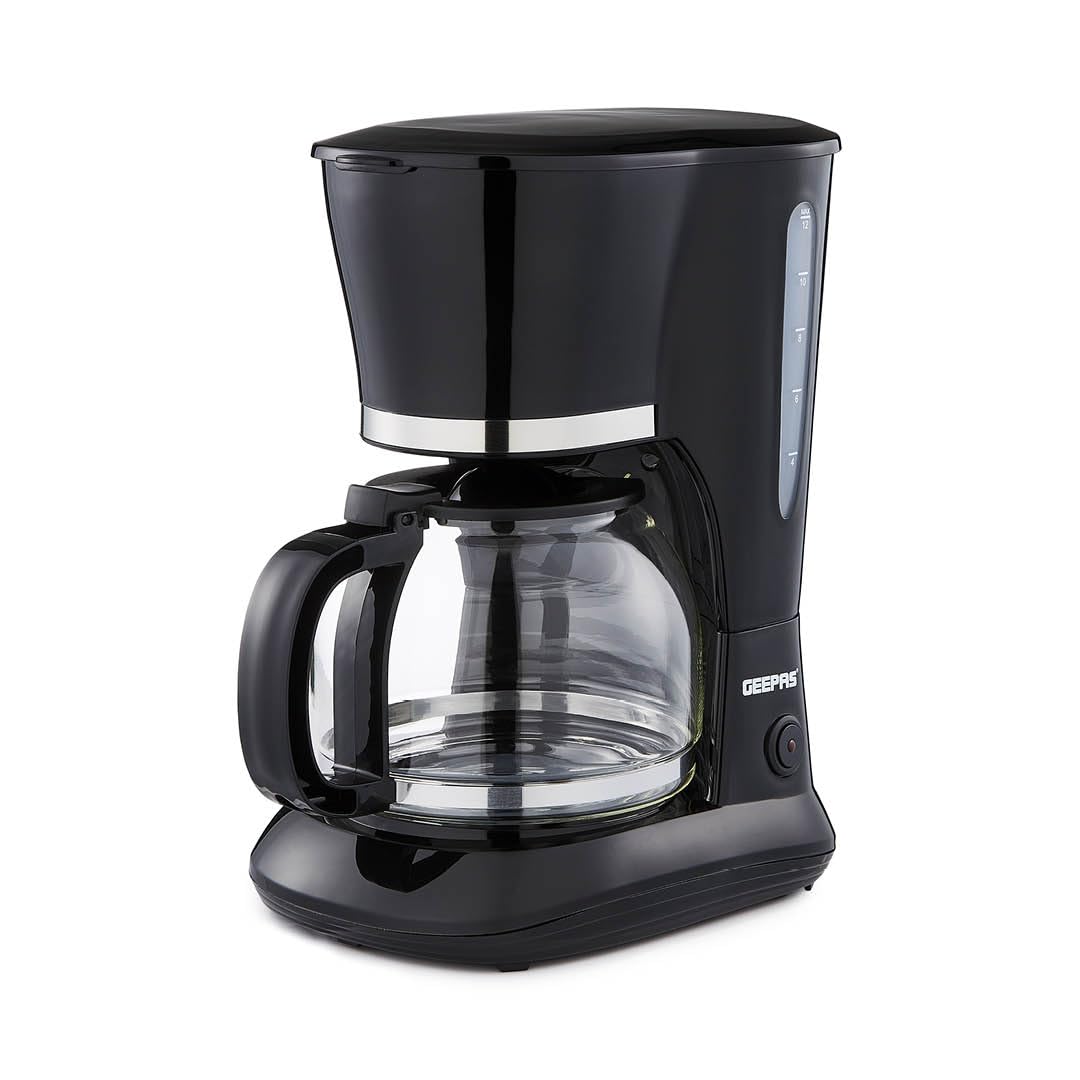 GEEPAS 1.5L Filter Coffee Machine - 800W Power, Permanent Filter, Auto Shut-Off | Black