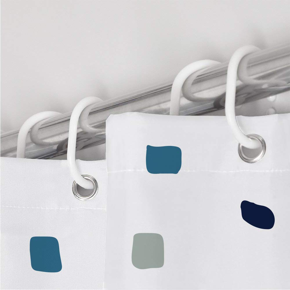 ANSIO Shower Curtain - Mosaic Blue, 180 x 180 cm (71 x 71 Inch) | Mould Resistant, Water Repellent Polyester 4