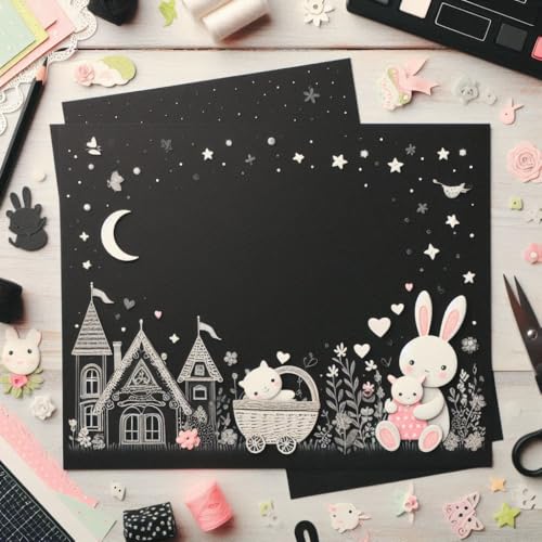 Hawksbill Premium Black Card Stock - A3 Size, 160 GSM, 25 Pack | Smooth Finish for Crafts 3