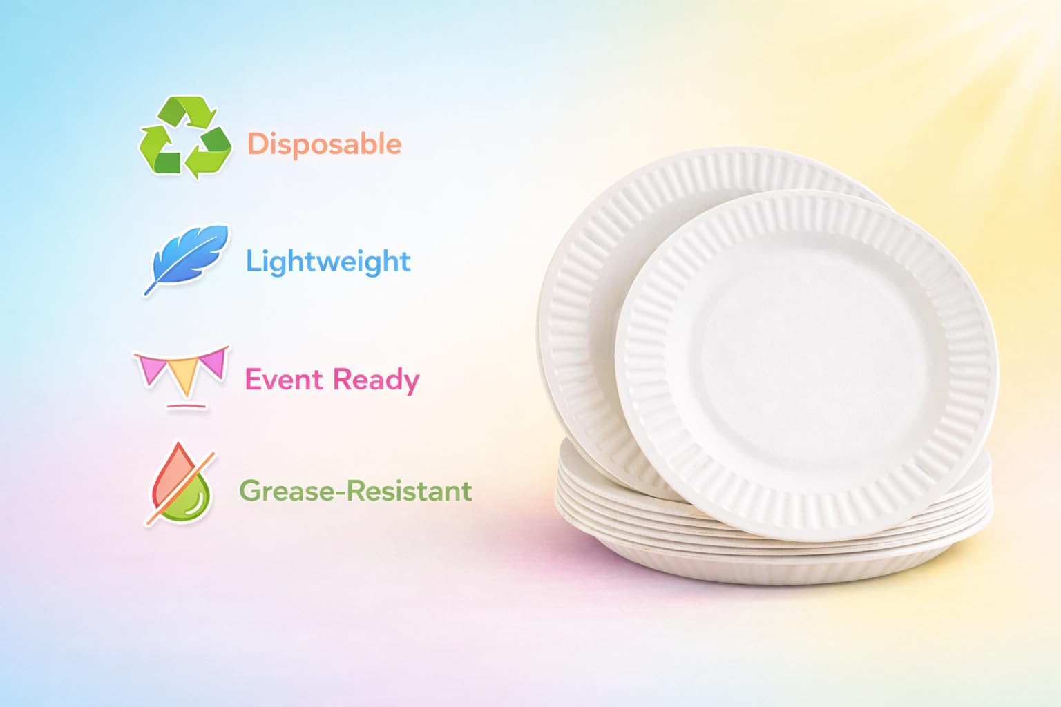 1ABOVE 100 Pack 7-inch Disposable Paper Plates - White, Eco-Friendly | 18cm Diameter 3