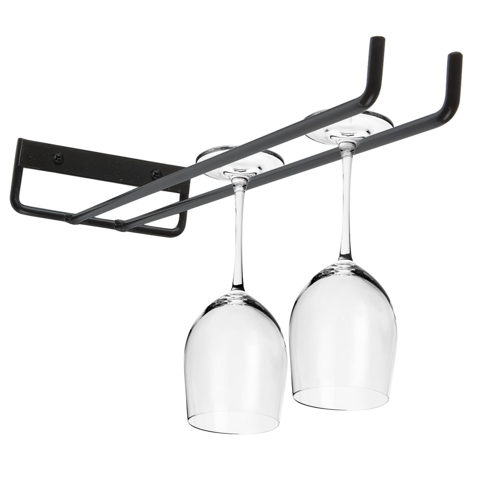ASelected 4-Piece Wall Mounted Stemware Rack - Black Carbon Steel | Holds 3-4 Glasses Per Rack 4