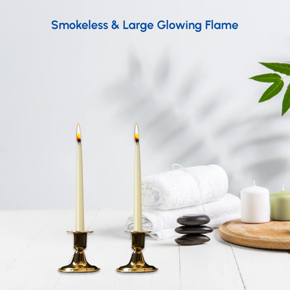 1ABOVE 10 Pack Tapered Dinner Candles - Unscented, Slow Burning, Smokeless | Ivory 6