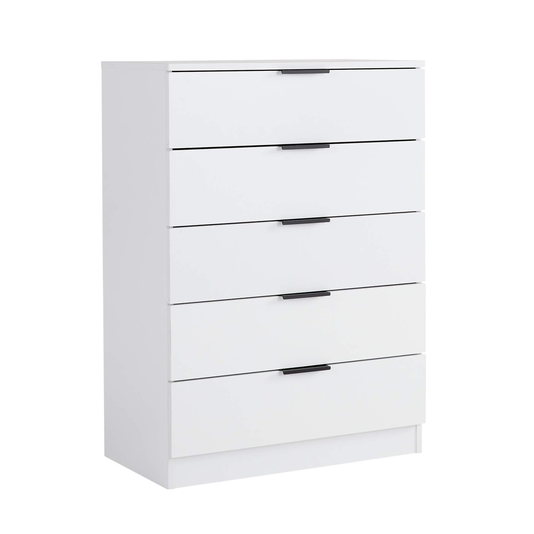 Home Source Phoenix Tall 5 Drawer Chest of Drawers - White | 90H x 63W x 35D cm 1