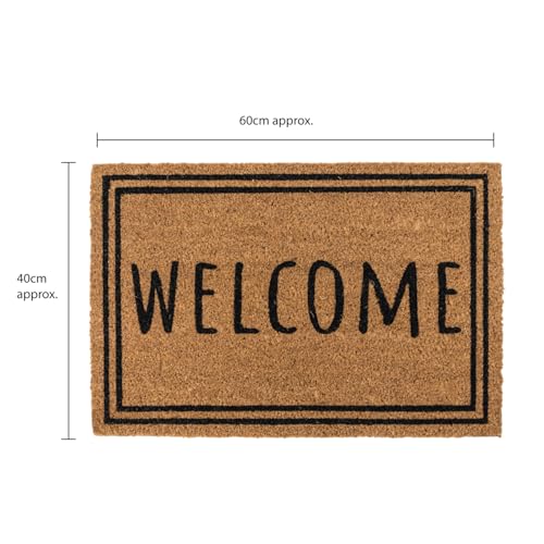 JVL Eco-Friendly Coir Entrance Doormat - Latex Backed | 40x60cm | Welcome Border 3