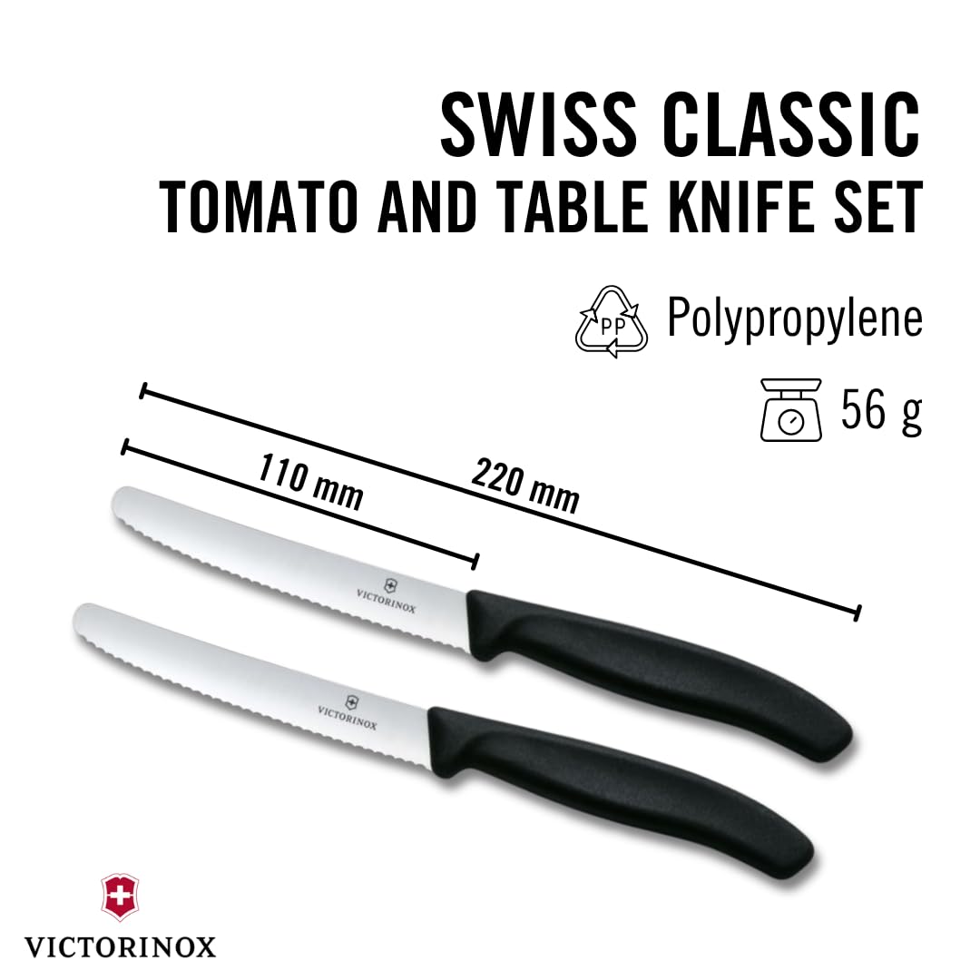 Victorinox Swiss Classic Bread Roll Knife Set - Serrated Edge, 11cm Blade | Set of 2 2