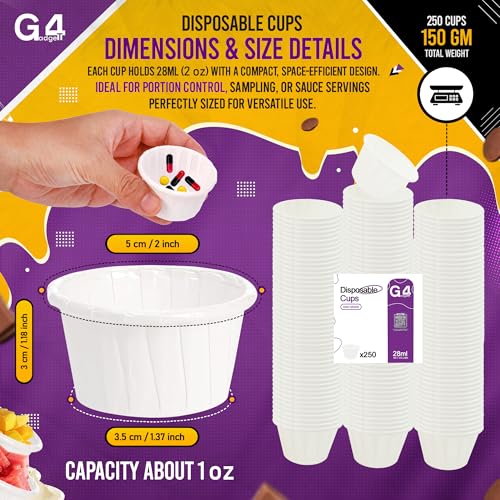 G4GADGET 250x Wax Paper Medicine Pots - 28ml Fluid Resistant Disposable Cups 4