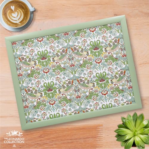 The Leonardo Collection William Morris Strawberry Thief Lap Tray with Bean Bag Cushion | Green | 44 x 33 cm 2