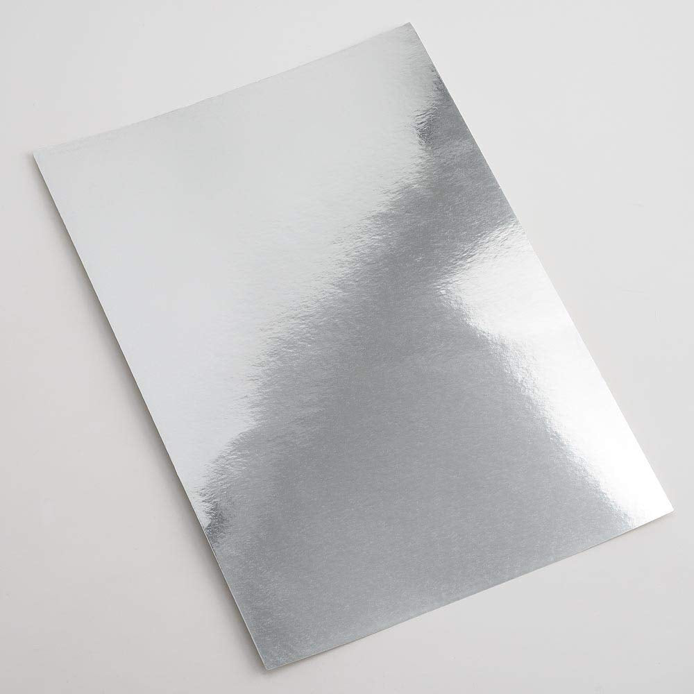 Italian Options Mirror Cardstock Paper - Holographic & Metallic Finish | A4, 250gsm, 10 Sheets, Silver 1