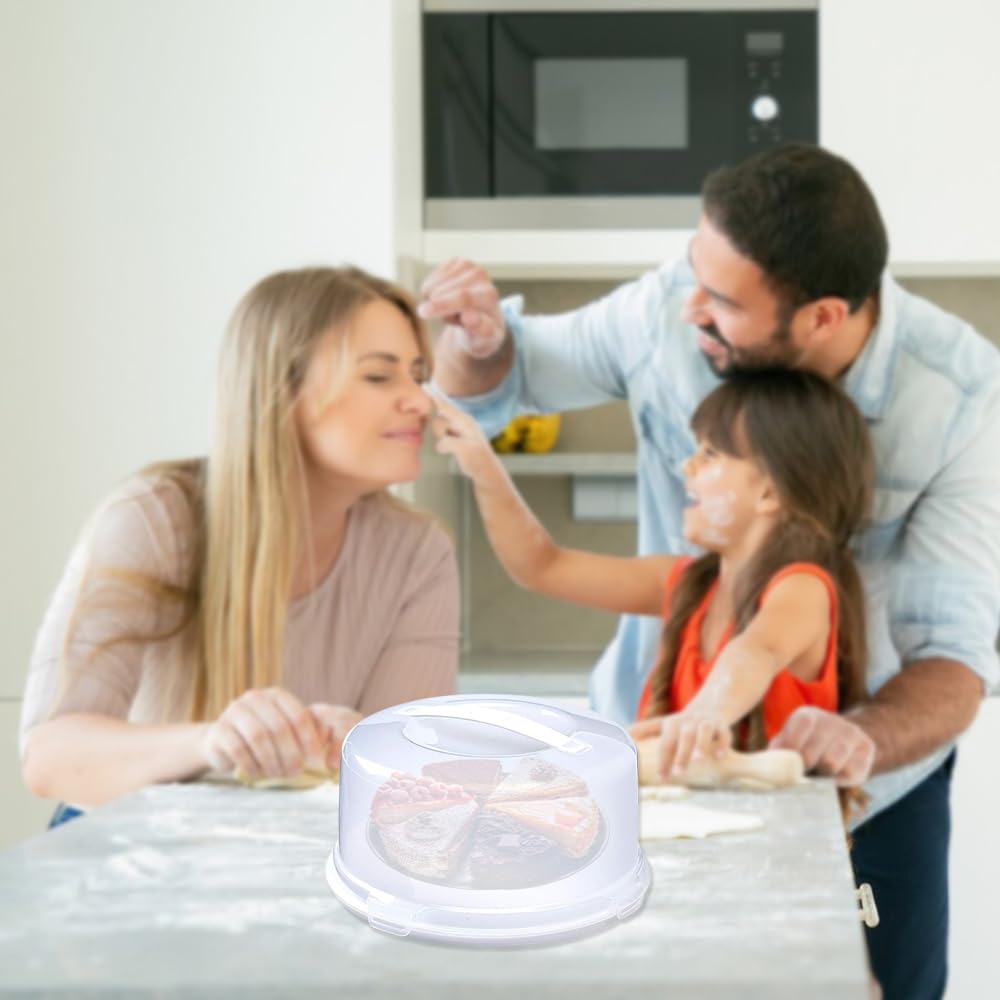 ACCURATE Round Plastic Cake Box - White, Durable, Secure Carry Handle | Holds Cakes up to 30 cm 7