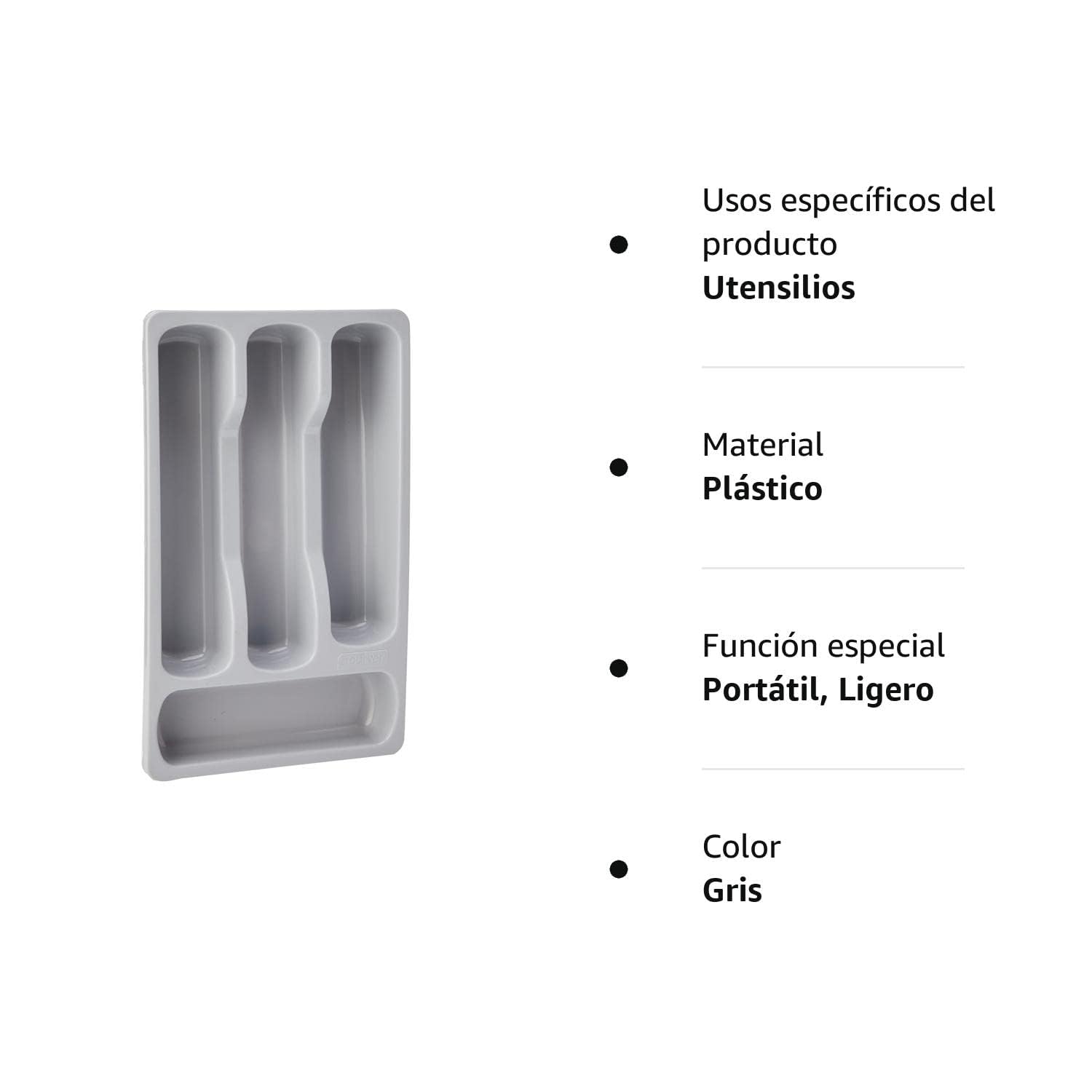 CURVER Plastic Drawer Organiser - Small Cutlery Tray | Grey | 33 x 20 x 6 cm 4