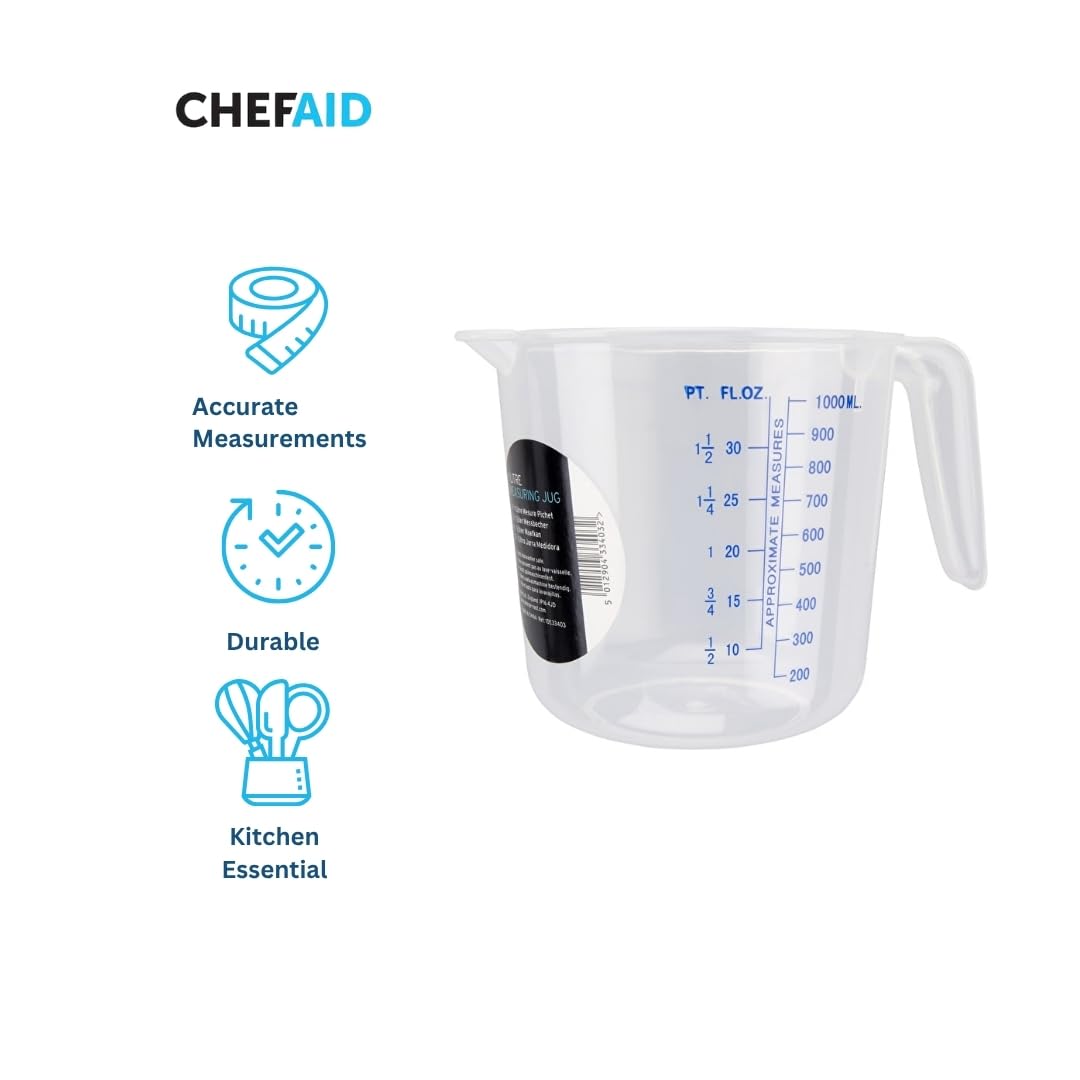 Chef Aid Plastic 1 L Measuring Jug - Accurate Liquid Measurement | BPA-Free 2
