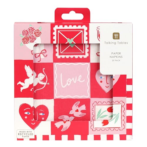 Talking Tables Love Icons Paper Napkins - 20 Pack | 3-Ply Absorbent | 33cm Unfolded 2