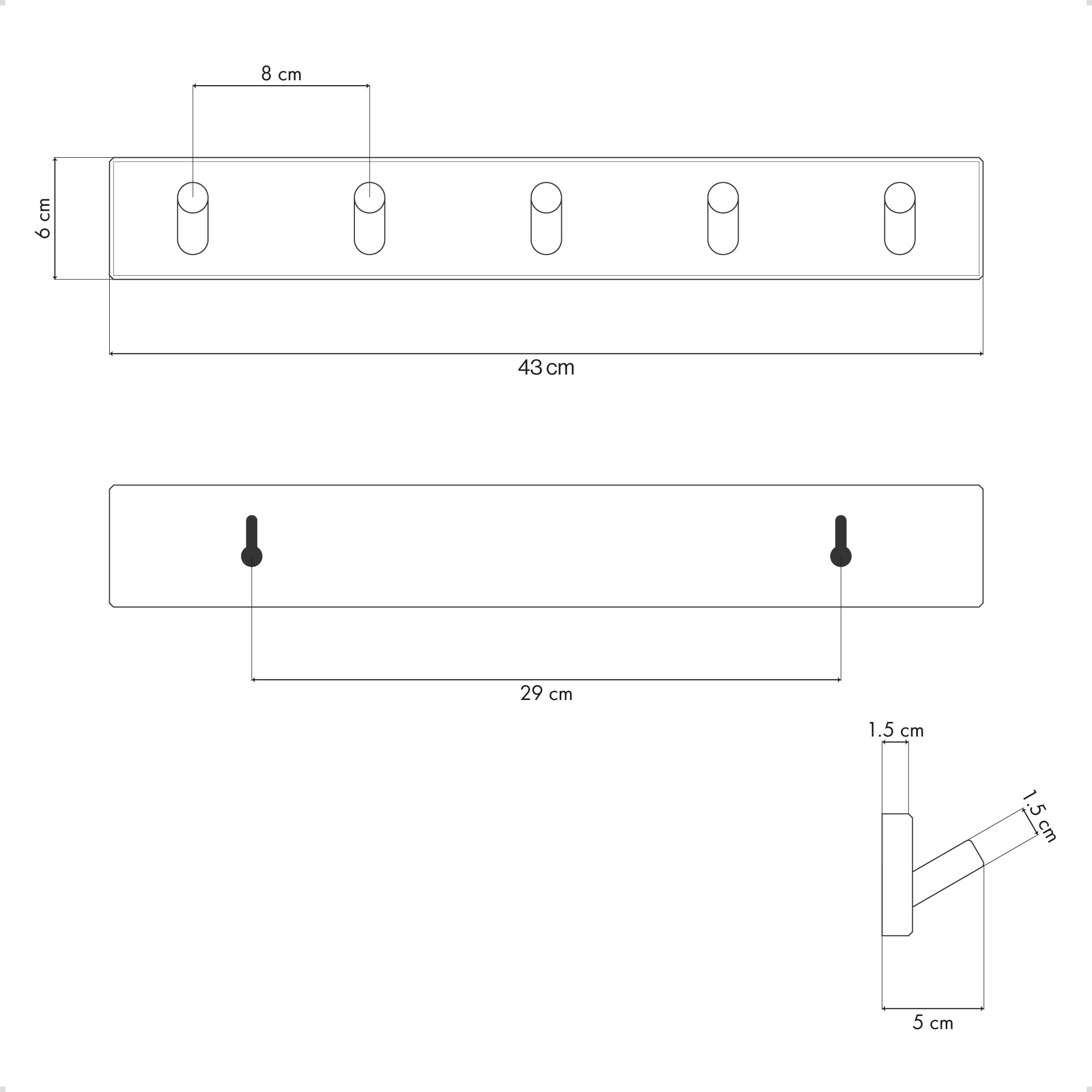 LARHN Wooden Wall Coat Rack - 5 Hooks, Bamboo, Heavy Duty, Max Load 20kg 8