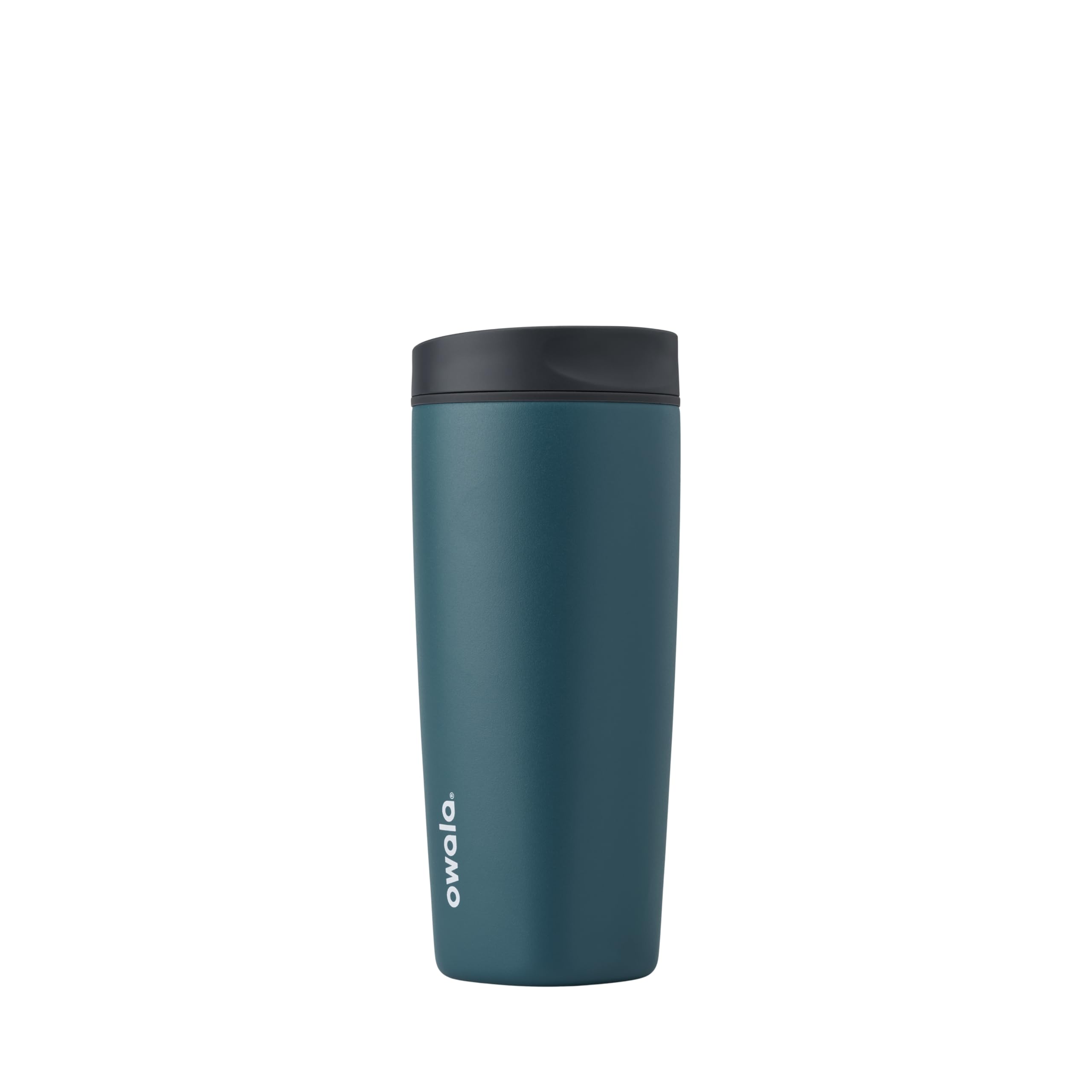 Owala SmoothSip Slider Insulated Stainless Steel Coffee Tumbler 590ml, Grey/Blue (High Dive)