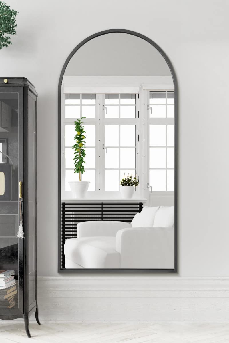 MirrorOutlet The Arcus - Metal Frame Arched Wall/Leaner Mirror | 180 x 90cm | Black 8