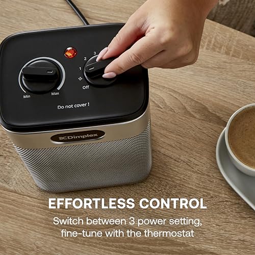 Dimplex DXUC2BS 2000W Ceramic Fan Heater - Portable, Adjustable Thermostat, 3 Heat Settings | Black/Silver 3