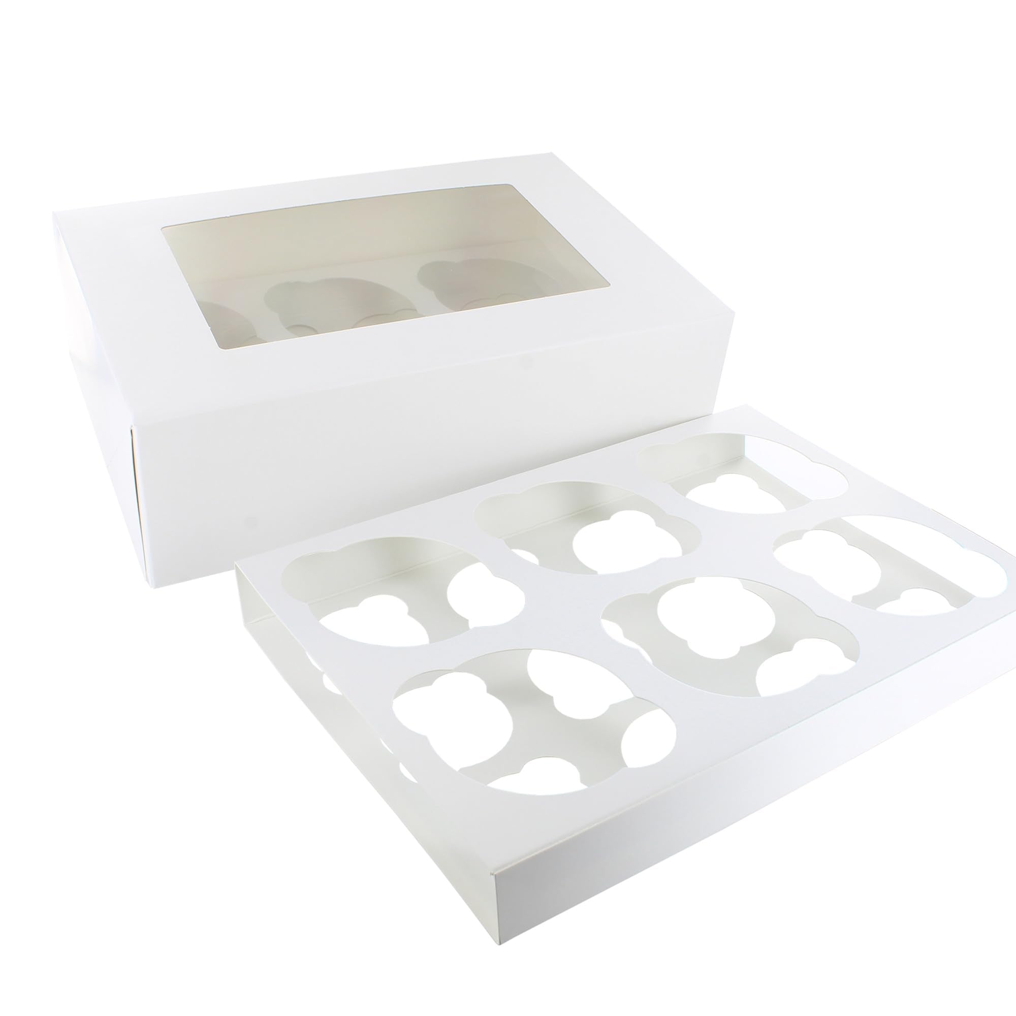 Culpitt 6 Hole Cupcake Boxes - 5 Pack White Carrier for Display & Transport | Sturdy Card 6