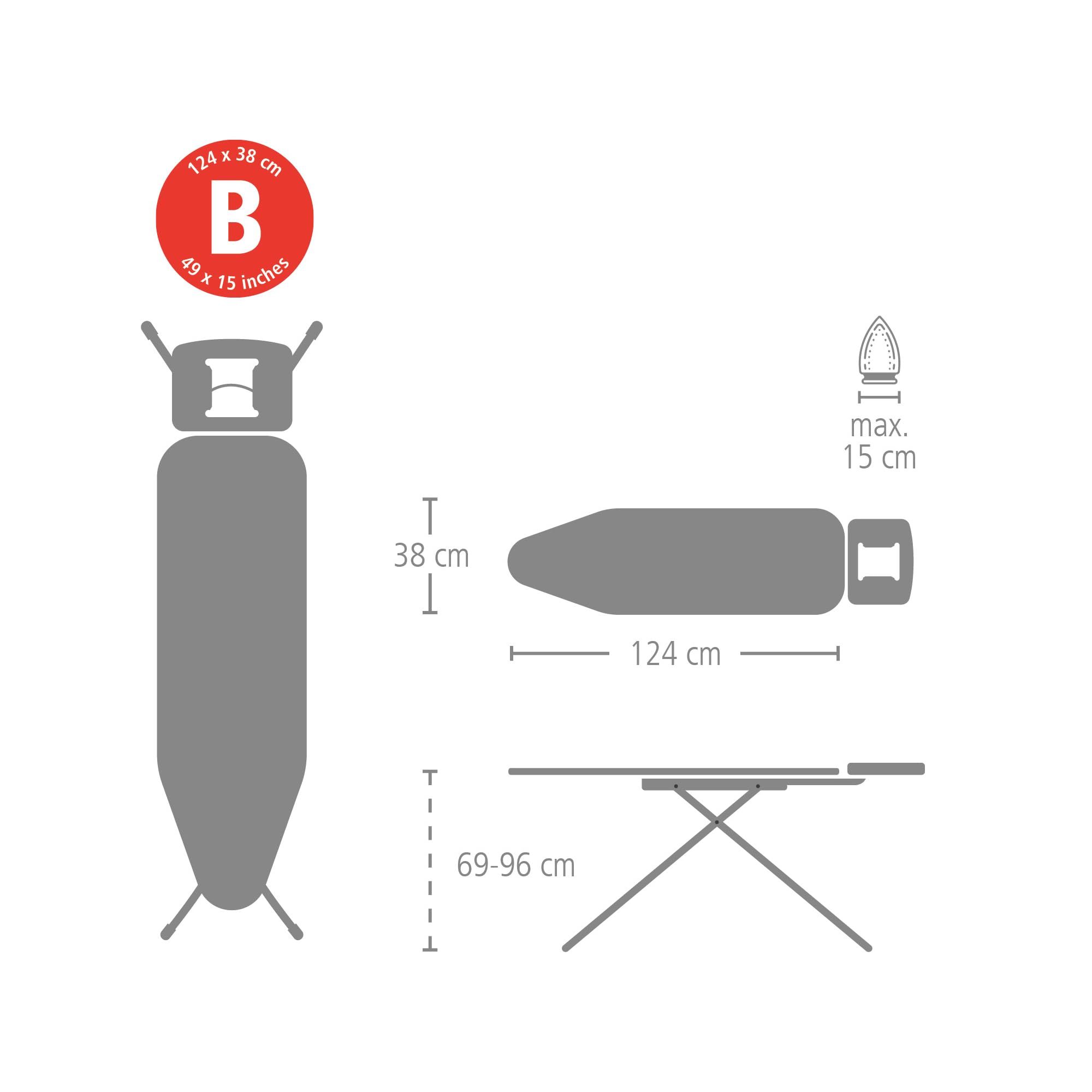 Brabantia Ironing Board Cover B - 100% Cotton Top Layer | 8mm Foam Padding | Denim Blue | 124x38 cm 4