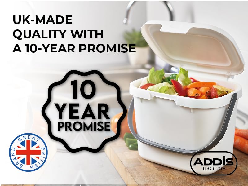 Addis Everyday Kitchen Food Waste Compost Caddy Bin - 4.5 Litre Capacity | Recycled Blue | Made in the UK 7