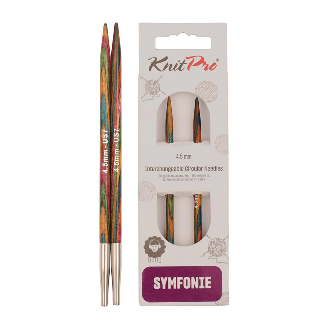 KNITPRO Symfonie Interchangeable Circular Needles - 4.5mm Size | Lightweight Birch Wood 1