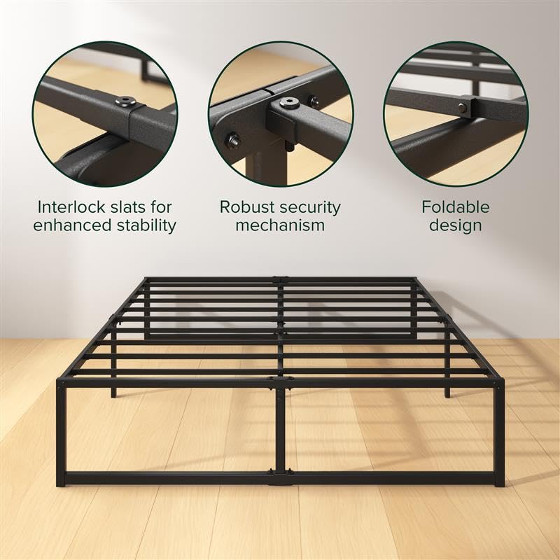 Zinus Lorelai Double Bed Frame - 135x190 cm Size | 36 cm Height | Black Metal 6