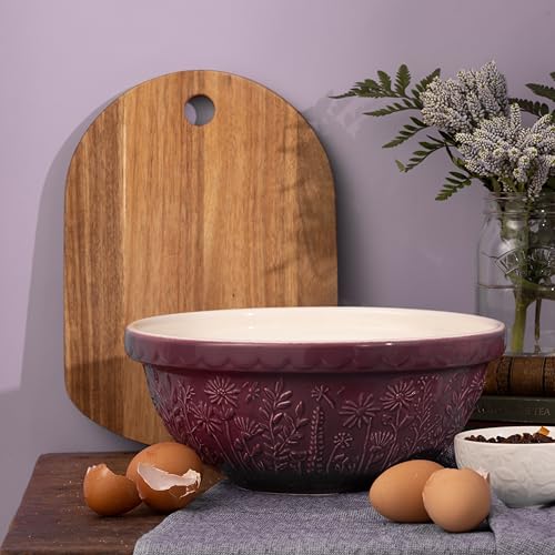 Mason Cash In The Meadow Size 18 Mixing Bowl - 2.7L Capacity | 26cm Diameter | Purple Earthenware 2