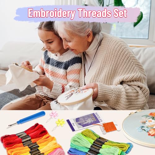VynyQoo 120PCS Embroidery Threads Kits - 102 Colors Floss for Cross Stitch & DIY Crafts | Polyester 2