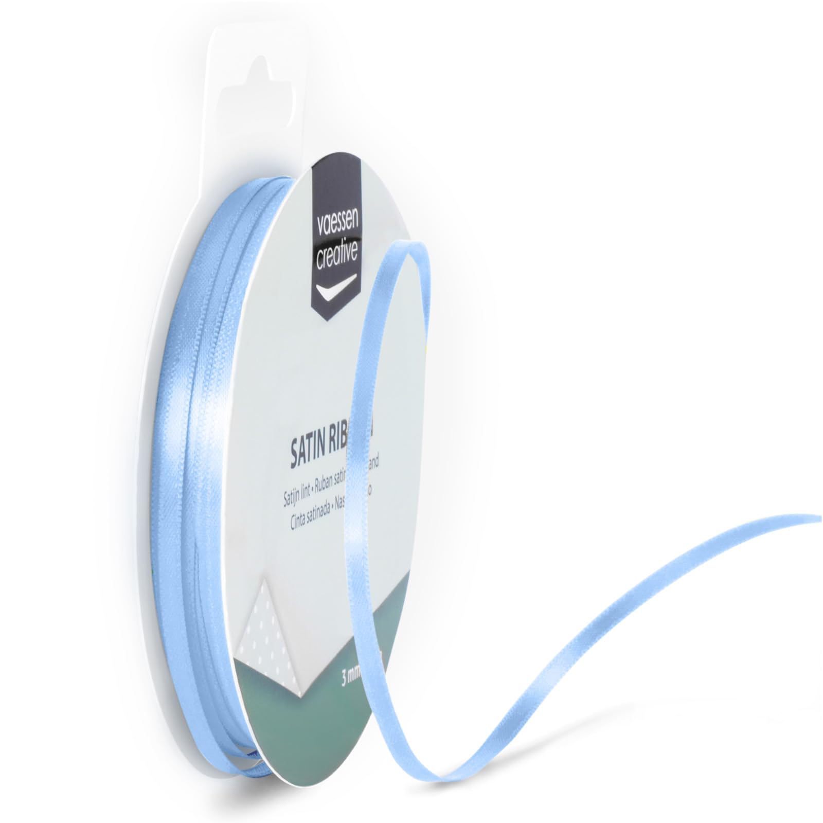Vaessen Creative Satin Ribbon - Double-Sided Sheen | 3mm Wide, 10m Long | Light Blue 1