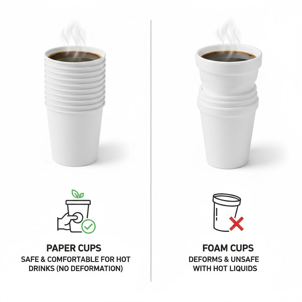 1ABOVE 50 Pack 12 oz White Disposable Paper Coffee Cups | Hot & Cold Drinks | Recyclable 4