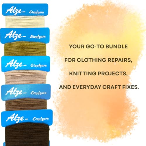 Trimz Darning Wool Set - 5 Skeins Assorted Neutral Shades | 100% Acrylic | 20m Each 3