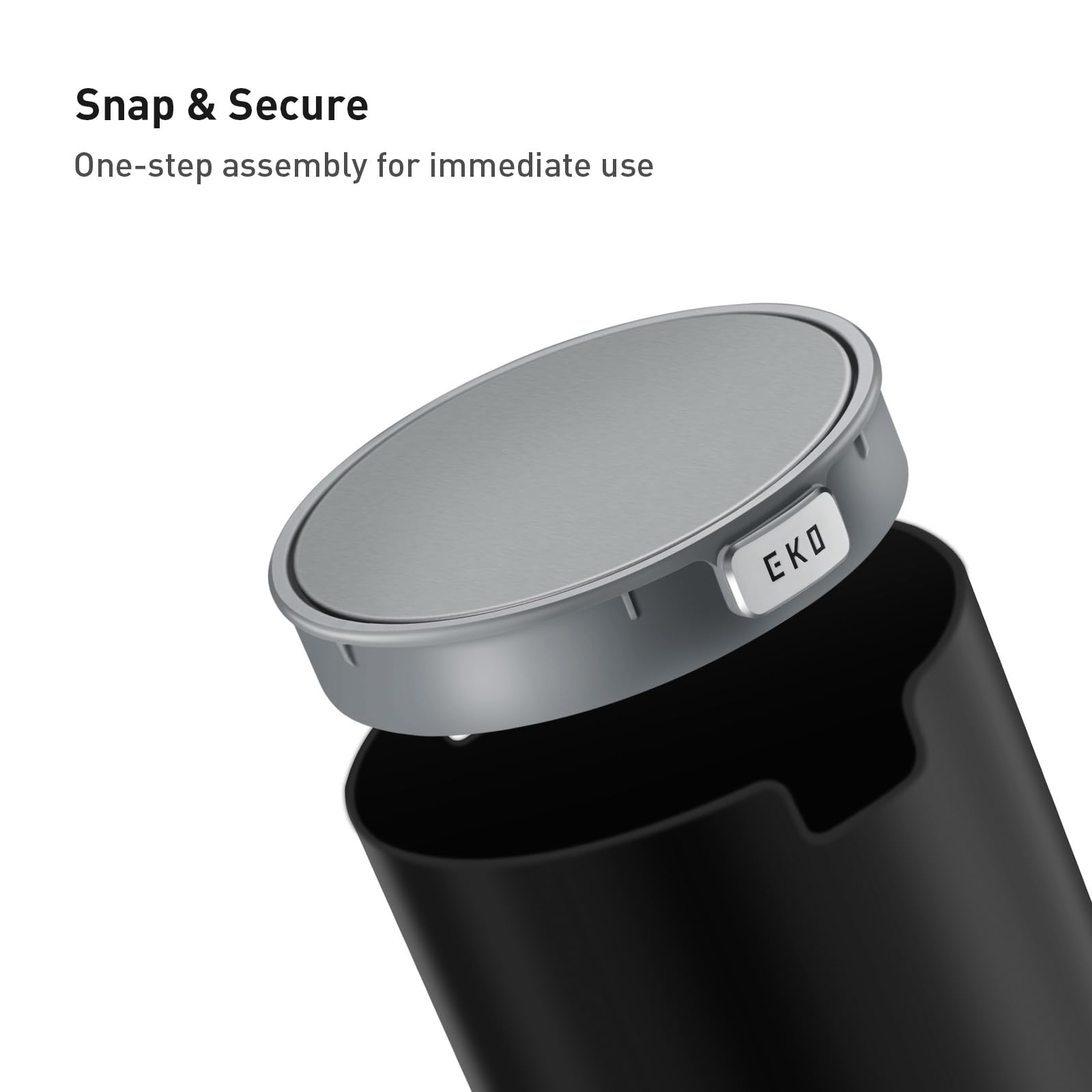 EKO Fandy Table Bin - 1.5L Mini Desk Rubbish Bin with Swing-Top Lid | Black Plastic 7