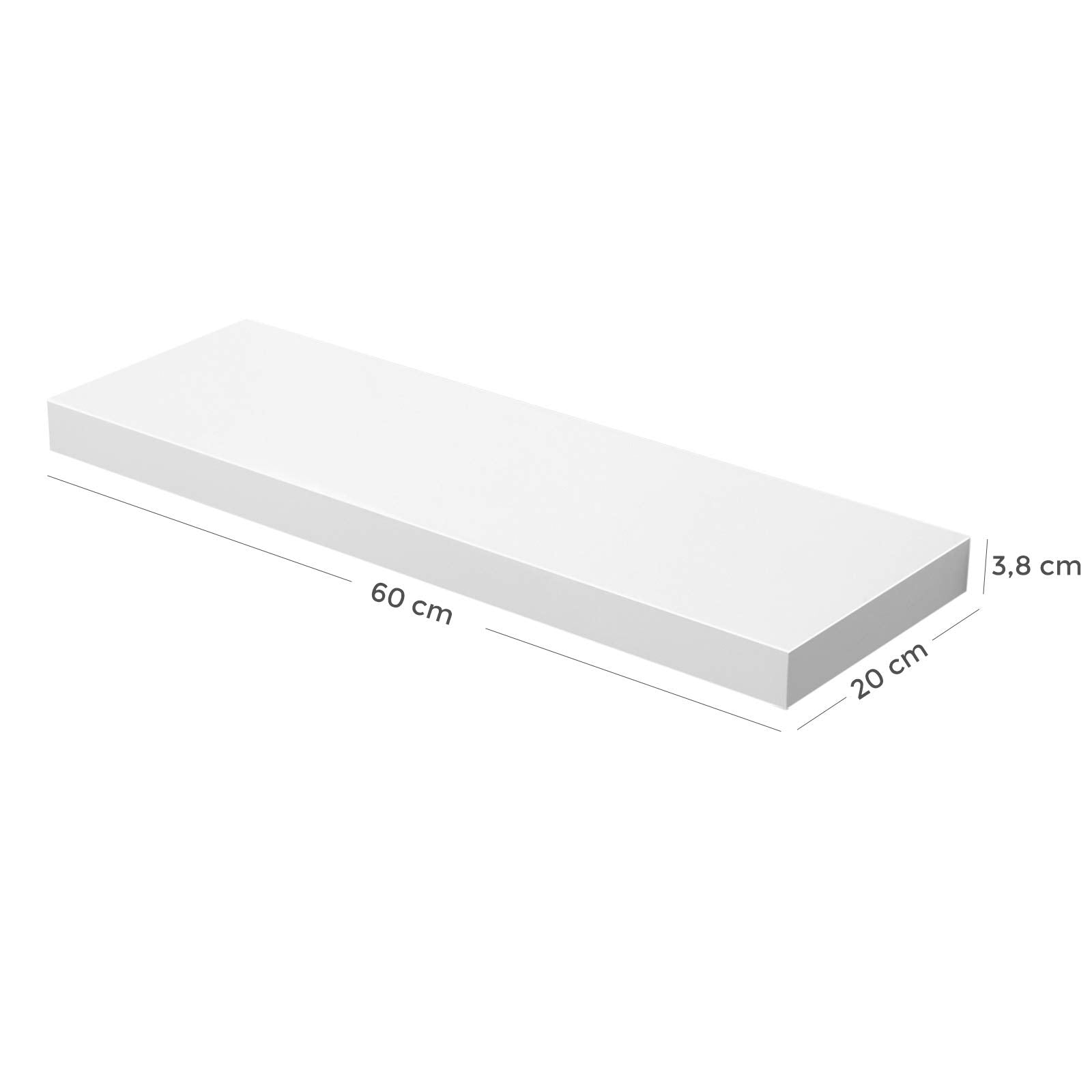 VASAGLE Floating Shelf - Modern White Wall Shelf for Photos & Decor | 60 cm Length | Supports up to 15kg 3