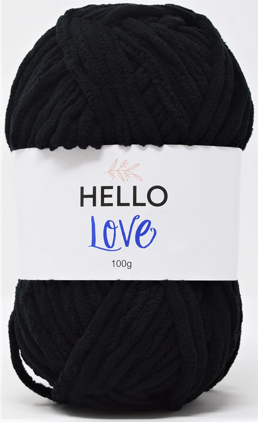 Hello Love Super Bulky Polyester Yarn - Black | 100g Ball | 65m 1