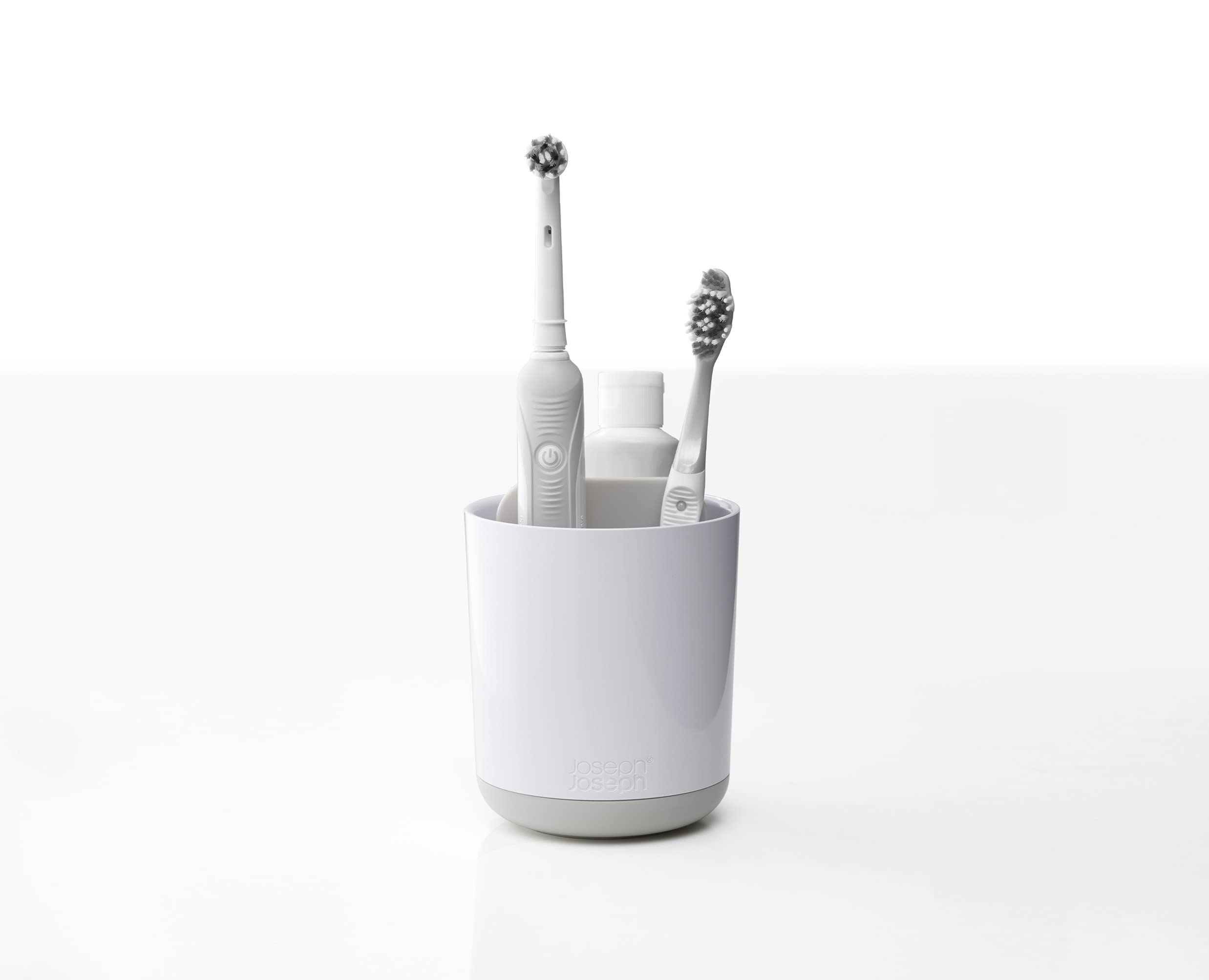 Joseph Joseph Duo Detachable Toothbrush Holder - Ventilated Storage for Manual & Electric Brushes | White, Small 1