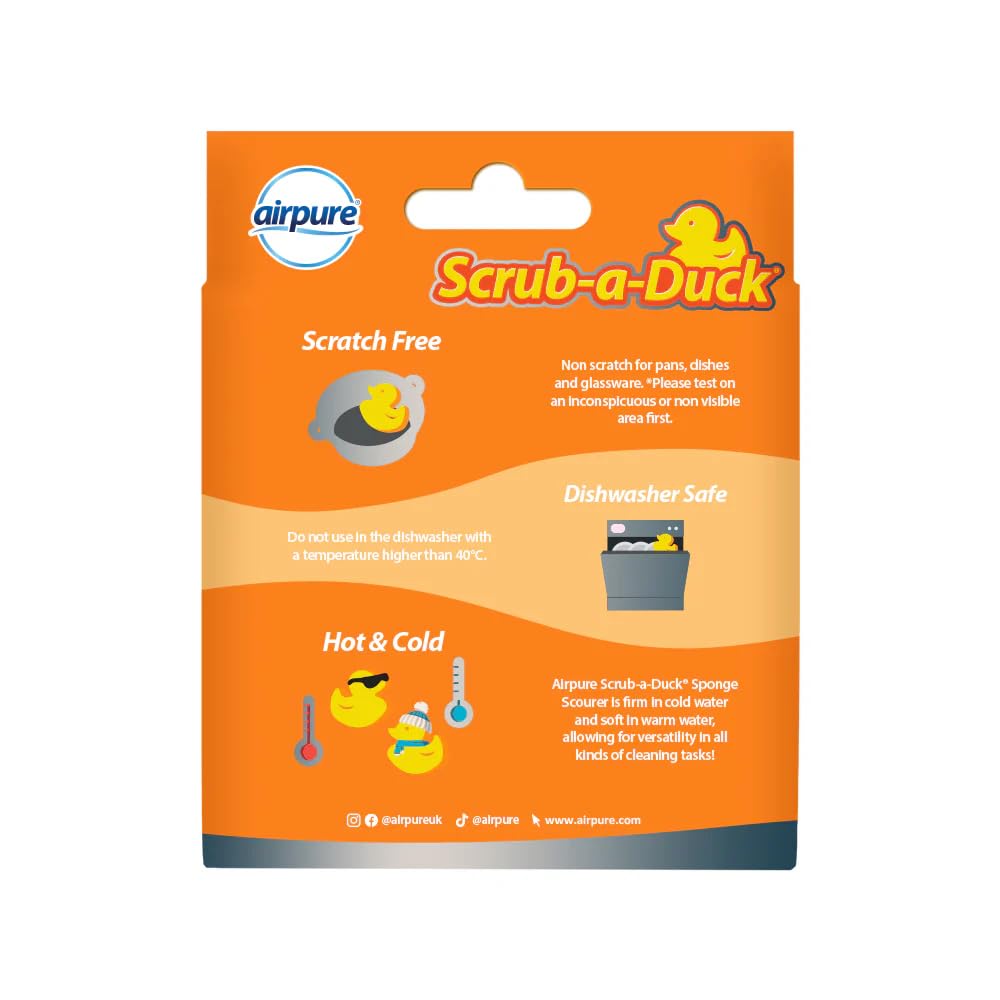 airpure Scrub-a-Duck Sponge Scourer - Odour Resistant | Non Scratch | Dishwasher Safe 2