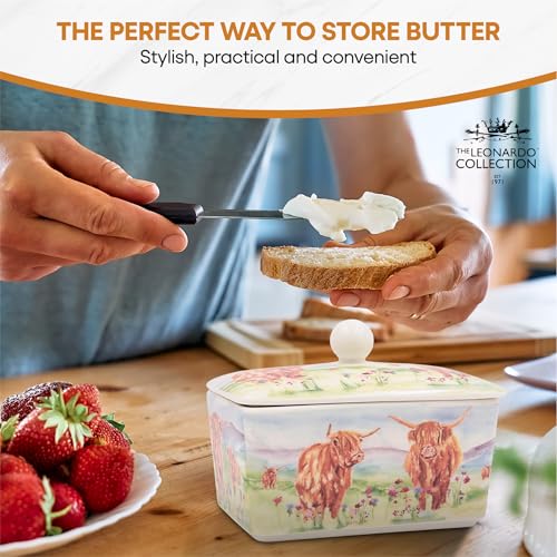 The Leonardo Collection Jennifer Rose Gallery Highland Cow Butter Dish | Fine China | Round 4